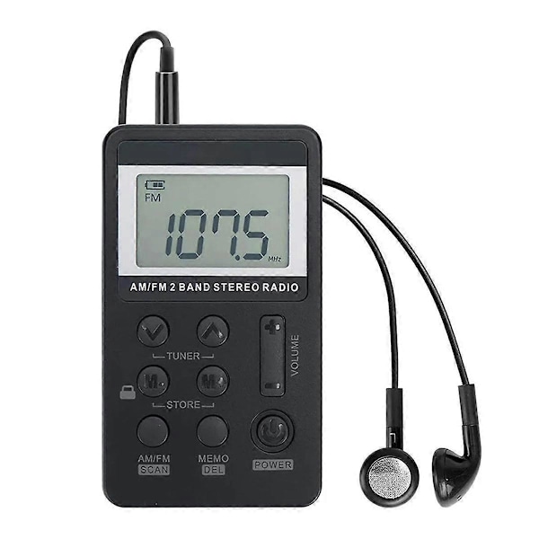 Bærbar Radio FM/AM Dual Band Stereo Digital Bærbar Mini Radio Mottaker med LCD-Skjerm Oppladbar