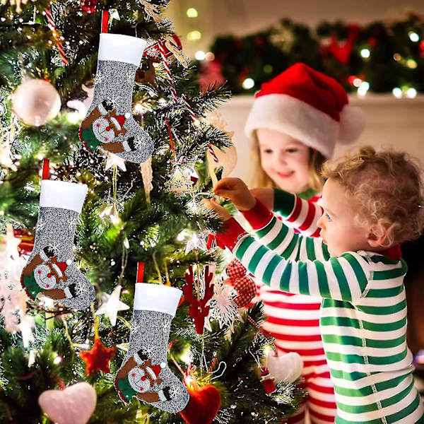 Julstrumpor 3 Stycken Stor Storlek Jultomte Snögubbe Ren Karaktär Hängande Strumpor
