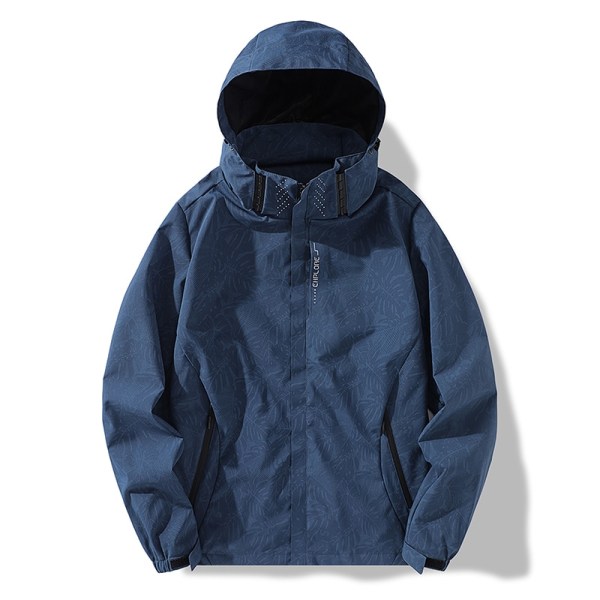 Herre Camouflage Print Hætte Outdoor Jakker Vandtæt Løse Herre Frakker Forår Unisex Overtøj Black Asian-XXXL