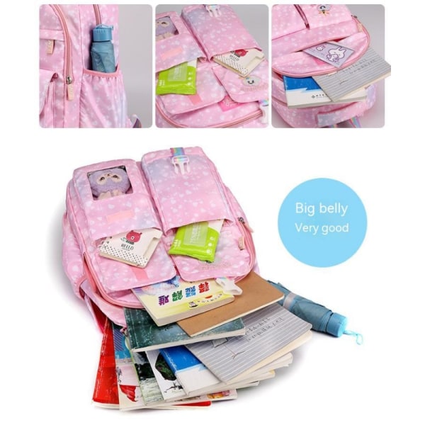 Söpö koululaukku alakouluikäisille tytöille, reppu ala-asteelle, kawaii pinkki violetti reppu tytöille, kirjalaukku lahjaksi Big Pink