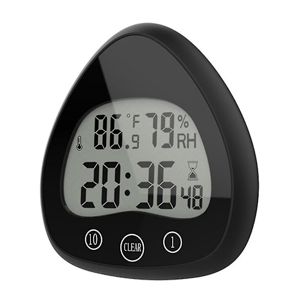 Hjerteformet Badeværelsesur LCD Temperatur og Fugtighed Digital Display Vækkeur black