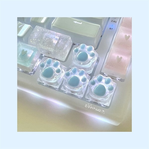 Tangentbordstangent Kattfotdyna Transparent Bakgrundsbelysning RGB WASD Pil ESC Tangent OEM XDA Cherry Profil Mx Switch Crystal Blue 1 Pcs