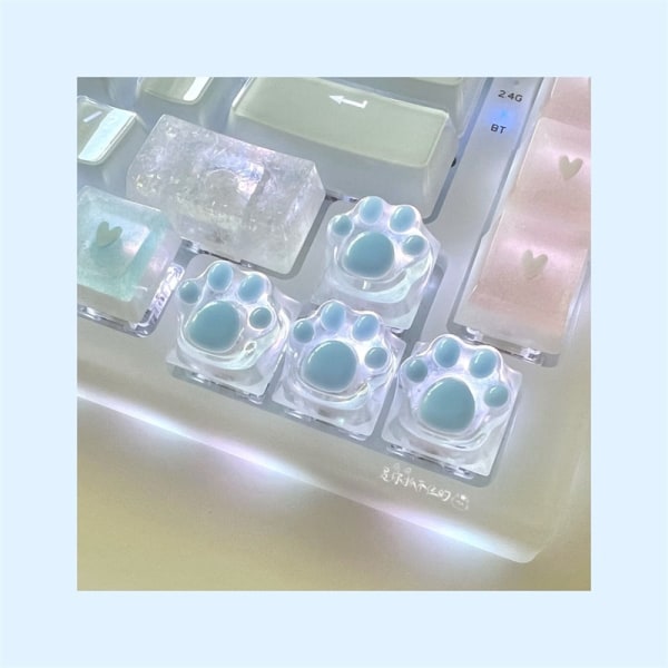Tangentbordstangent Kattfotdyna Transparent Bakgrundsbelysning RGB WASD Pil ESC Tangent OEM XDA Cherry Profil Mx Switch Crystal Blue 4 Pcs