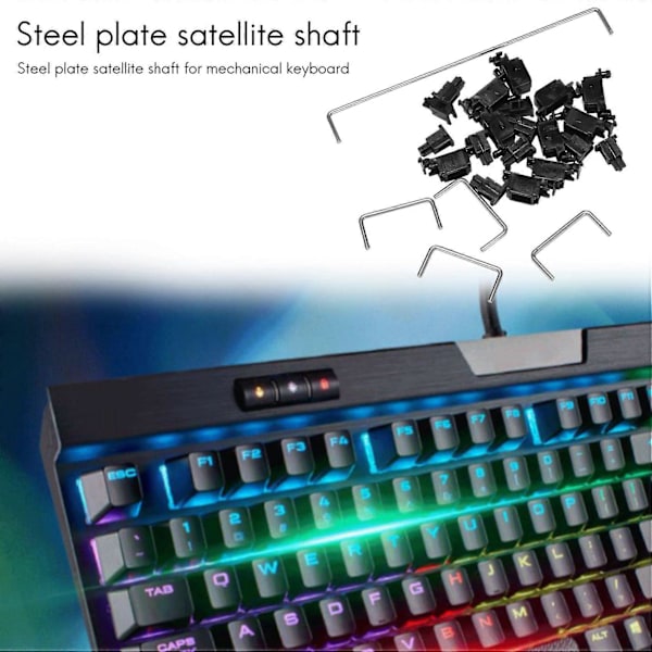 Stålplate Satellittaksel for Mekanisk Tastatur Cherry MX Aksebryter Svart Montert 6.25U 2U St