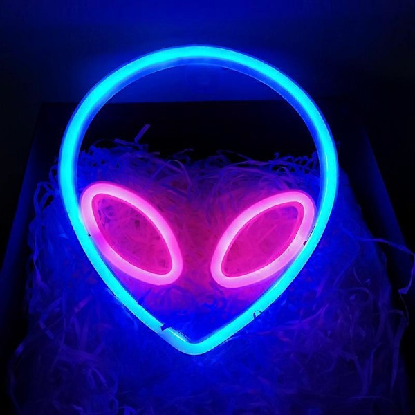 Alien Neonljus LED Väggdekorativ Alien Neonskylt Hängande Lampor USB Eller Batteri Nattlampor Lys Upp För Sovrum Barnrum Bar Lekrum Födelsedag Chr