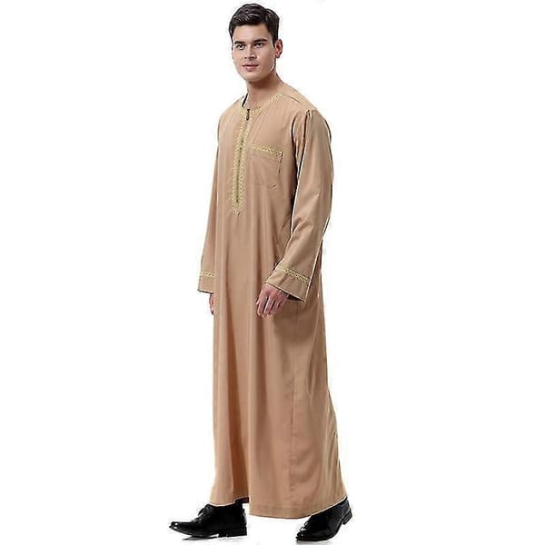 Män Muslimsk Saudiarabisk Kaftan Dubai Tunika Camel 3XL