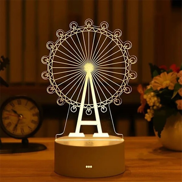 Romantisk Kjærlighet 3D Akryl LED Lampe for Hjem Barnas Nattlys Bordlampe Julebord Dekor Valentinsdag Nattbordslampe motianlun