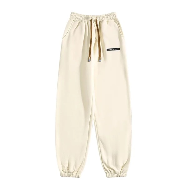 Deeptown Talvi Lämpimät Fleecevuoratut Collegehousut Naiset Y2K Streetwear Perus Joggerit Housut Oversized Hip Hop Vapaa-ajan Urheiluhousut Beige XXL