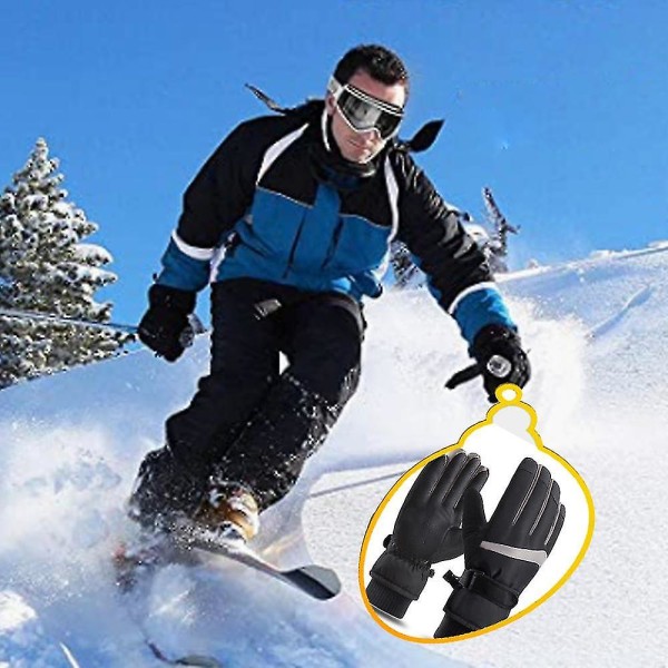 Vinter Skihandsker Mænd Og Kvinder Udendørs Ridning Vandtæt Skridsikker Touch Screen S-xl Black L