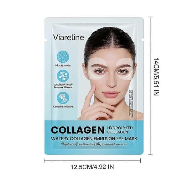Kollagen øyemaskepatcher - E-formet, hydrogel, reduserer hevelser, fine linjer, 1 par
