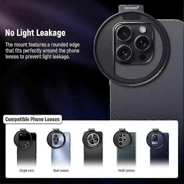 Opgraderet 67mm Telefon Filter Mount Gevind Lens Filter Clip med Cold Shoe Mount