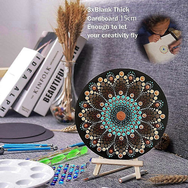 8 stk. sorte runde papmandalapapirer DIY-pap til kunstnere, malere, kunstforsyninger NHM
