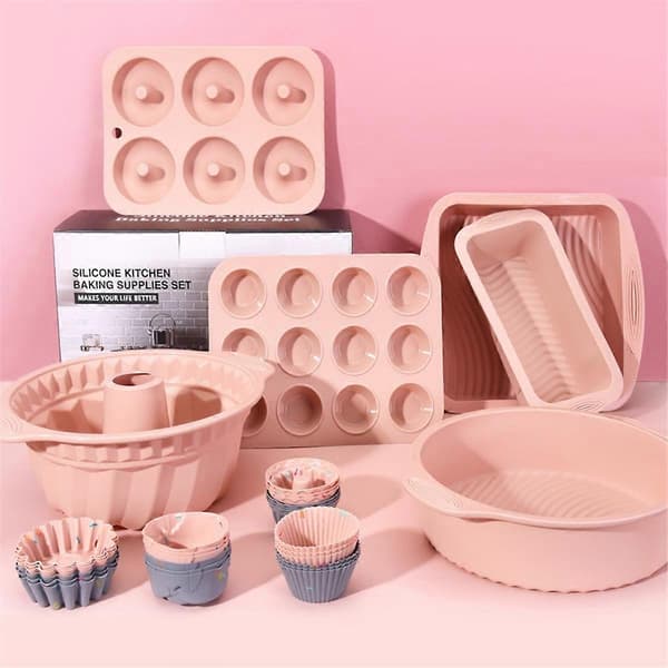 Silikon Kakeformer og Bakeformer Silikon Muffinsformer Kakebakeutstyr Grå
