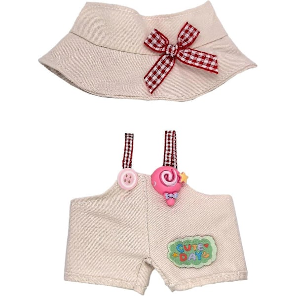 Kläder för Labubu-docka, sött hatt- och outfitset för 17 cm Labubu-dockor, bedårande utklädnadstillbehör för Labubu-docka (rosa gris)