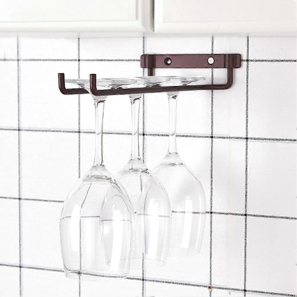 Enkelt Række Jern Glas Holder Vægmonteret Vin Glas Rack Køkken Hjem Bar Hylder Dekoration
