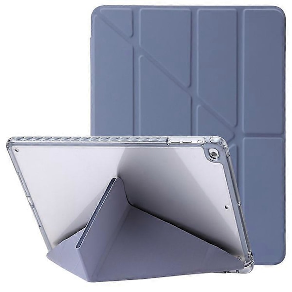 Kompatibel med iPad Air (2013) / Air 2 / iPad 9,7-tommer (2017) / (2018) Lær+Klar Akryl Tablet Case Origami Tri-fold Stativ Ta Purple