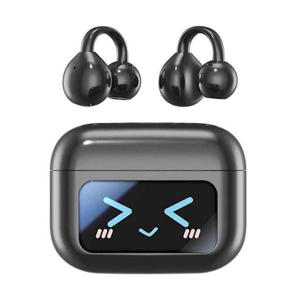 M100 Clip-on Øretelefoner, C02 Clip Ørepropper, Åbne Øre Clip Hovedtelefoner Trådløse (Sort)
