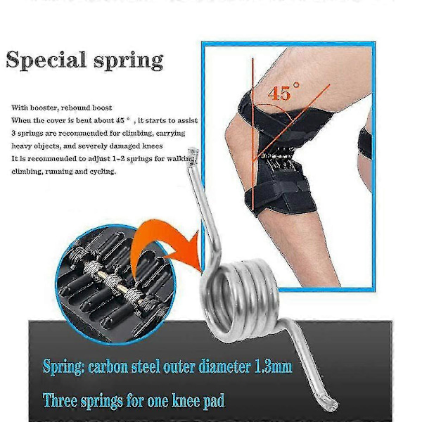 Power Knee Support Brace Fjäder Knäskydd, 1 par Patella Booster Fjäder Knäskydd Stöd För Vandring Sport