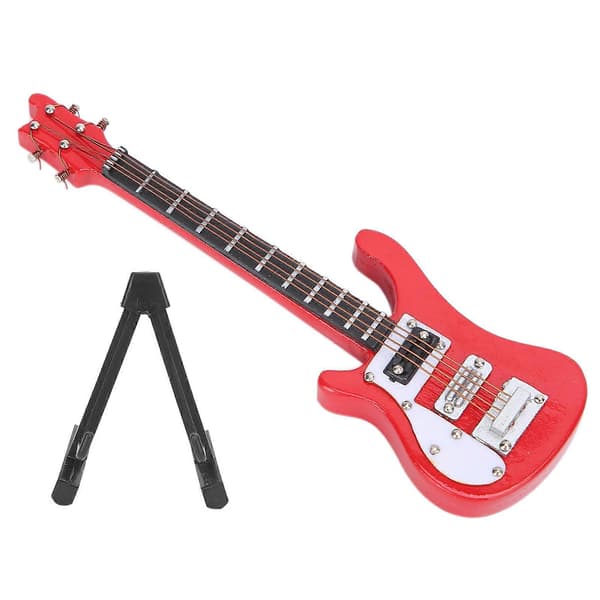 Miniatyr Trä Simulation Elgitarr Modell Musikinstrument Ornament Gåvor Röd