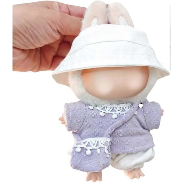 Tøj til Labubu, Nederdelssæt til Labubu Dukke, 2-delt Sæt, Hat, Nederdel, Outfit, Høj Kvalitet, Moderigtigt, Kjole til Labubu Dukke (INGEN Dukke) (Grøn)