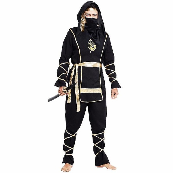 Halloween Karneval Voksen Mænd Ninja Cosplay Kostumesæt Dagger Dart Sværd 170-180cm Højde Forældre-barn Tøj Adult 2