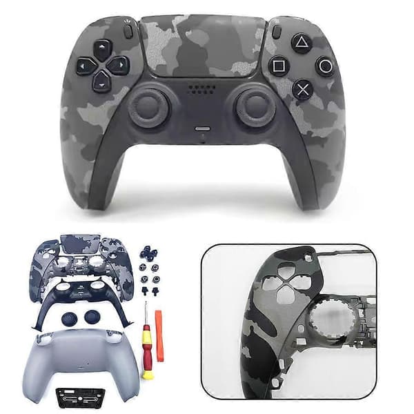 Camouflage-skal til PS5-controller - Udskiftningsdækselsæt til håndtag Black1