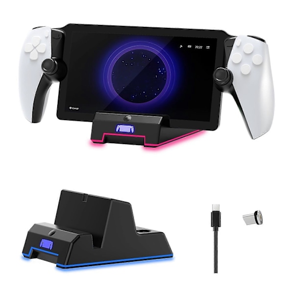 JYS-P5202 Magneettinen latausasema Sony Playstation Portalille, Type-C laturiteline RGB-valolla