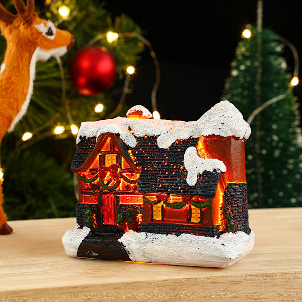 Juldekorationer harts Jul litet hus mikrolandskap lysande snöhus ornament julklappar style 19