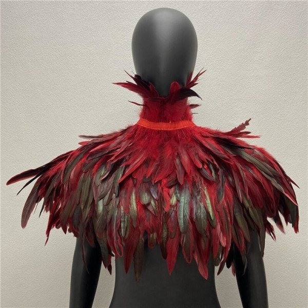 Naisten olkaviitta viitta juhlatakki höyhen punk goottilainen takki naisten tanssiaismekot huivi höyhen Halloween takit Natural color One Size