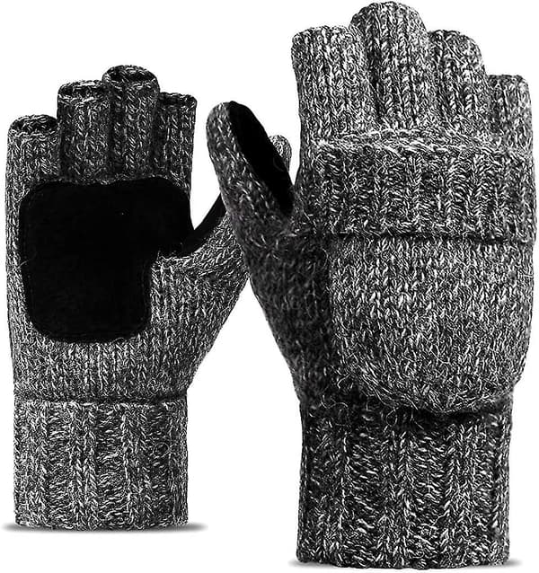Vinter Fingerlösa Handskar Halvfinger Termiska Handskar Stickade Varma Ull Herr Stickade