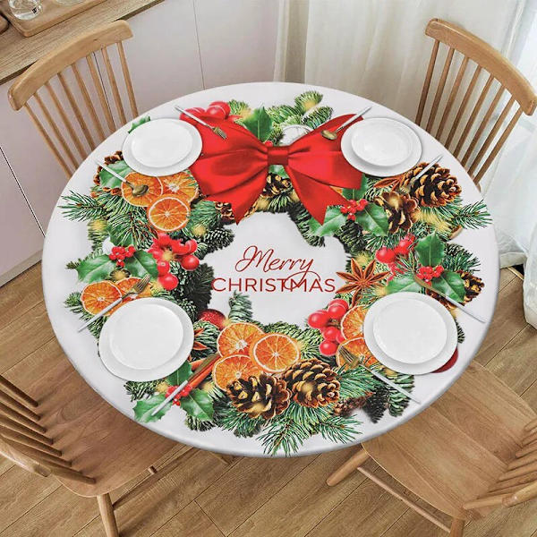 Jouluinen pöytäliina jouluruusuilla, joulutähdillä ja punaisilla marjoilla, koristeellinen joulupöytäliina loma-ajan kotiin, juhliin ja häihin Style 1 Suitable 170cm table