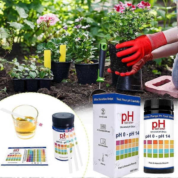 100 stk universelle pH-teststrimler, hele spekteret 0-14, rask pH-testing PH 0 till 14