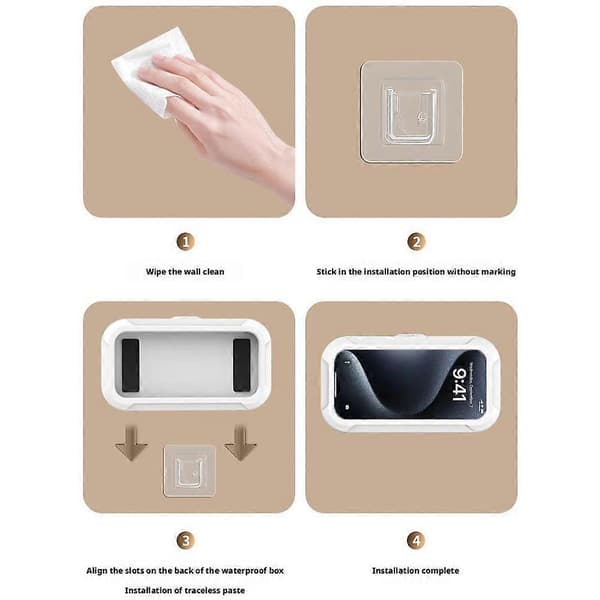 Universal Vattentät Telefonfodral Badrum Dusch Telefon Väggfäste Box L6P8 White