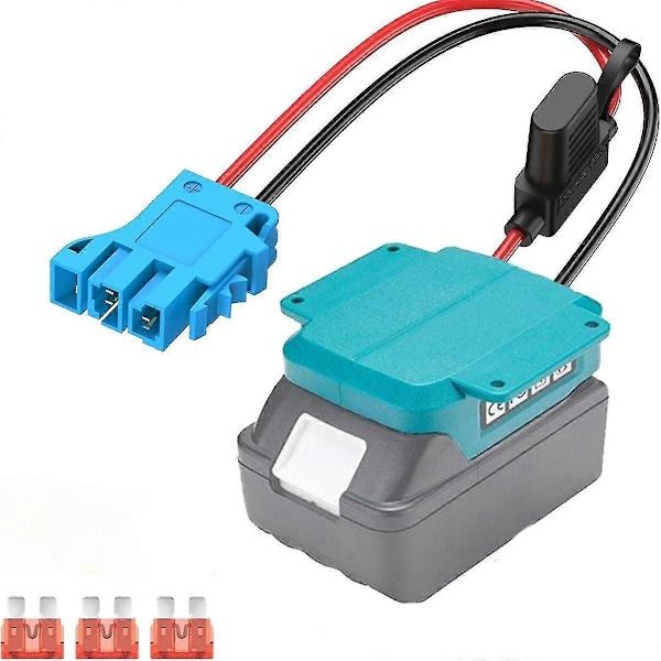 Adapter til 18V Li-ion batteri adapter konverteringssæt med sikringsholder og ledningsnetstik