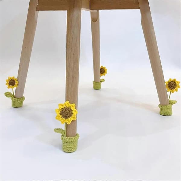 Blomst Stolsben 4st Stolsbensgolvskydd Möbelstrumpa Elastisk Halkfri Solrosdesign fo