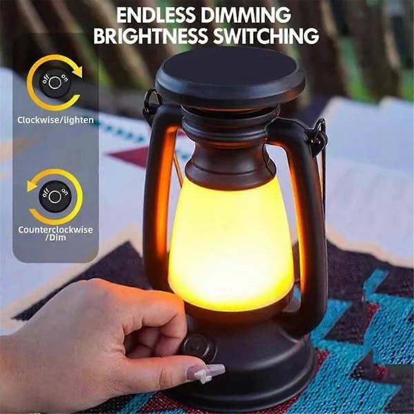 Solar Camping Lantern Bærbar Camping Lantern Atmosfærelys Utendørs Telt Retro Lantern