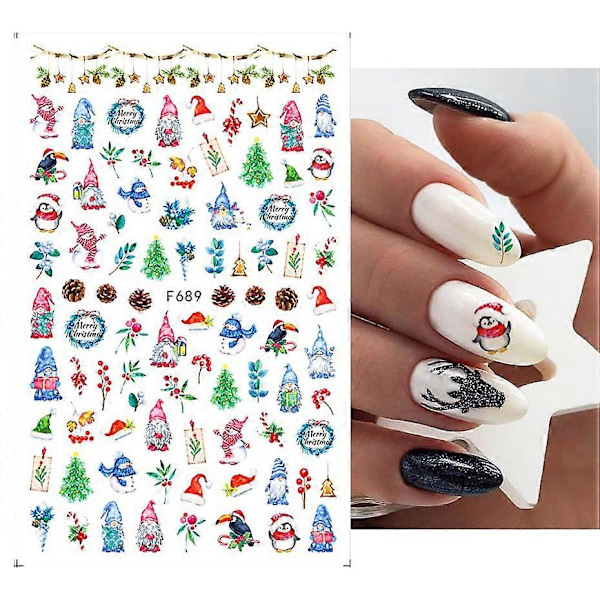 Jul Nagelstickers Nagelkonst 5 Ark Självhäftande Nagelstickers Nageldekoration Nagelkonst Design Manikyr
