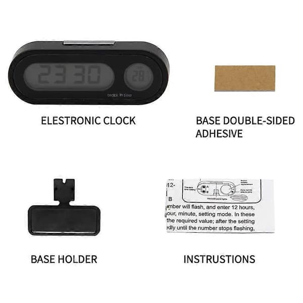 Bil Elektronisk Klokke Lysende Termometer LED Digital Display Dashbordklokke