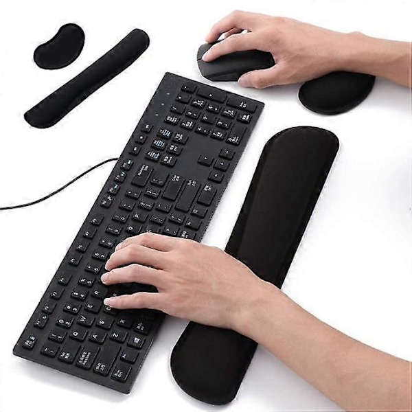 Handledsstödset för tangentbord och mus, handledsstöd med minnesskum, bekvämt handstöd, motverkar senskideinflammation för dator, laptop och notebook