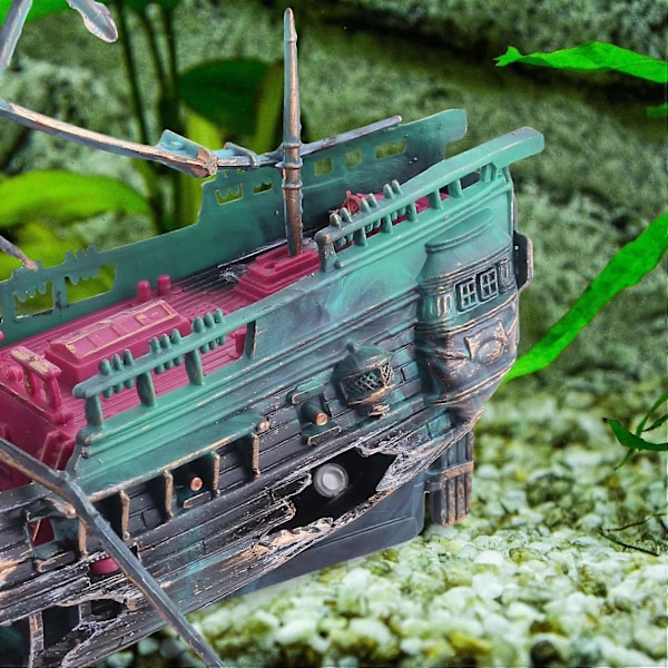 Stor Akvarium Dekorasjon Båt Plast Akvarium Skip Luft Split Skipsvrak Akvarium Dekor C