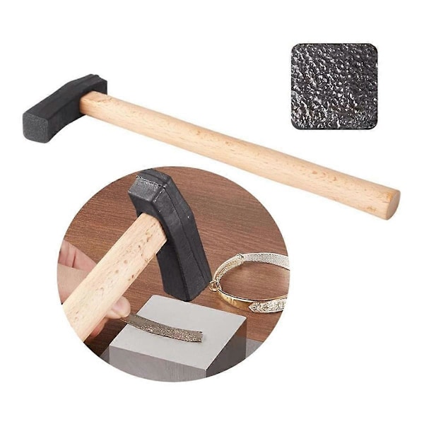 Teksturointivasara DIY Korujen Valmistustyökalu Neliö - Puukahvalla Metallikuvio Muotoiluun