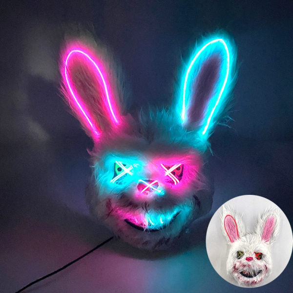 LED Cosplay Hehkuva Bloody Bear Mask Halloween Horror Pehmo Kani Naamio Bloody Bear Mask Koristeellinen Festival Mask Neon Päähineet Type 18