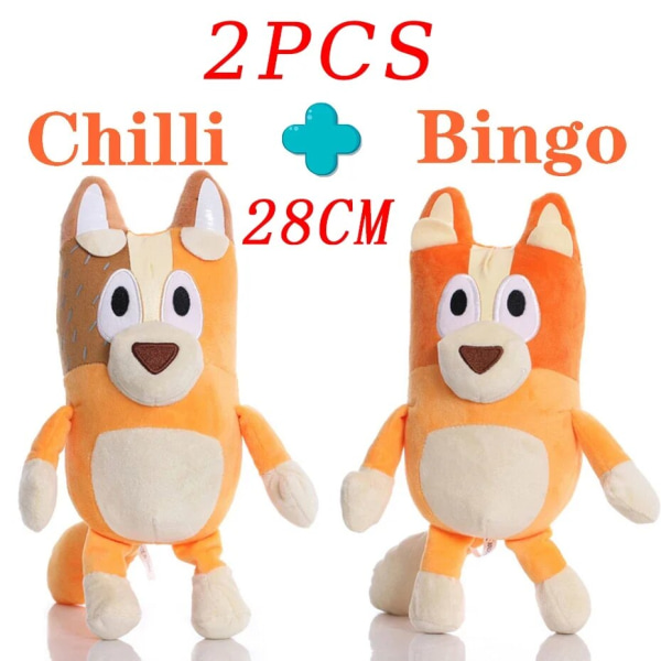 Plys Hund Bingo Familie Plys Legetøj Tegneserie Hund Bløde Udstoppede Dyr Chilli Anime 28cm Dukker Fødselsdags Julegaver Til Børn Chilli Bingo
