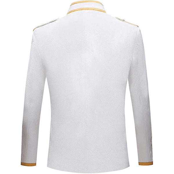 Herr Court Fashion Prins Uniform Guld Broderad Kavaj White S