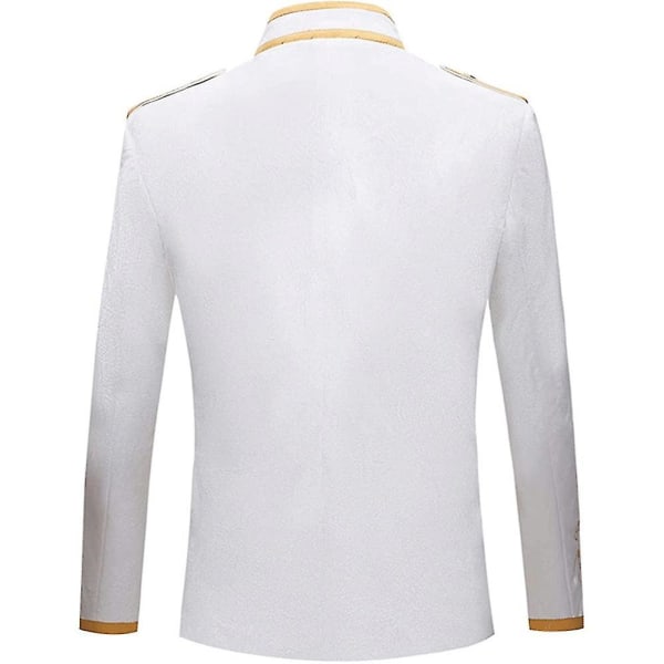 Miesten Court Fashion Prince Uniform kultainen brodeerattu pukutakki White 2XL