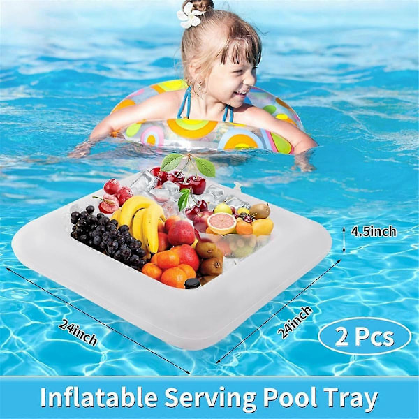2 ST 61 cm Uppblåsbar Serveringsbar, Drycker Uppblåsbar Kylbord Pool Isbricka för Picknick & Camping
