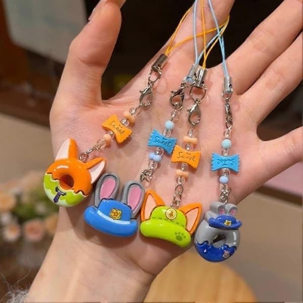 Zootopia Judy Nick Telefonrem Nyckelring för Alla hjärtans dag-present E