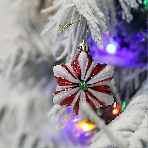 Julekulepynt - 6 stk. Plastikk Knusesikre Hengende Kuler til Juletrepynt, Glitter Innendørs Hjemmefest Dekor