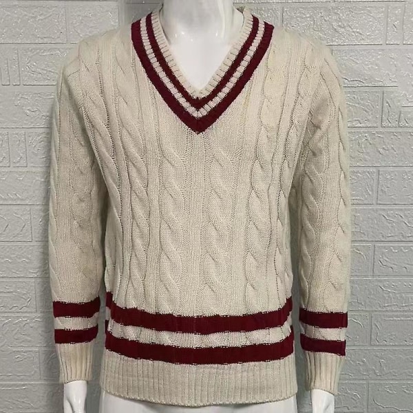 Herrkläder V-ringad Varm Casual Pullovrar Tröjor För Män Mode Stickad Tröja Manlig Streetwear Gold XXL