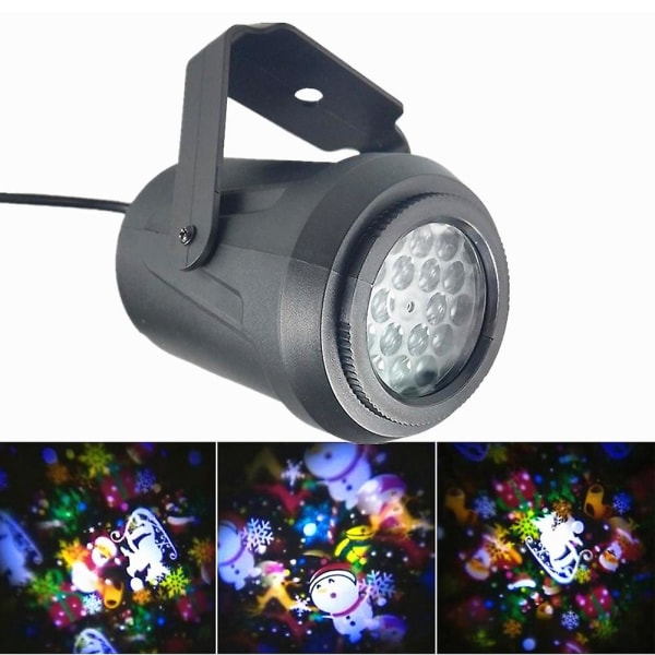 16 Mønster LED Snøfnugg Projektorlys Juleprojeksjon Vanntett Utendørs Lampe Snø Spotlight For Julebord EU plug